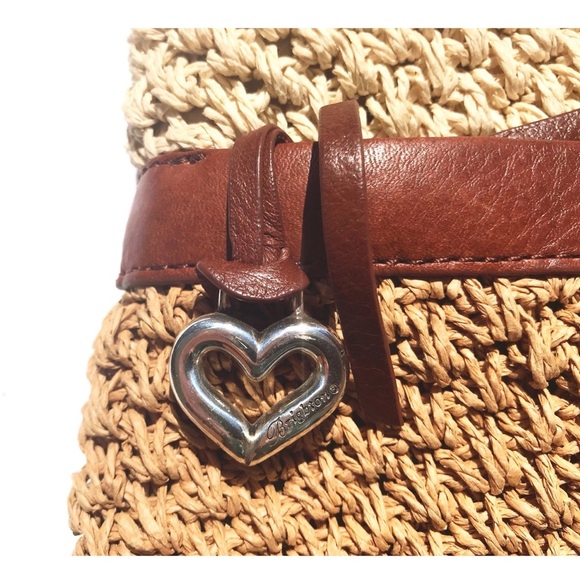 NWOT brown/tan straw Brighton zip messenger bag - Picture 2 of 5